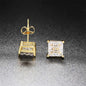 Crystal & Goldtone Square Stud Earrings