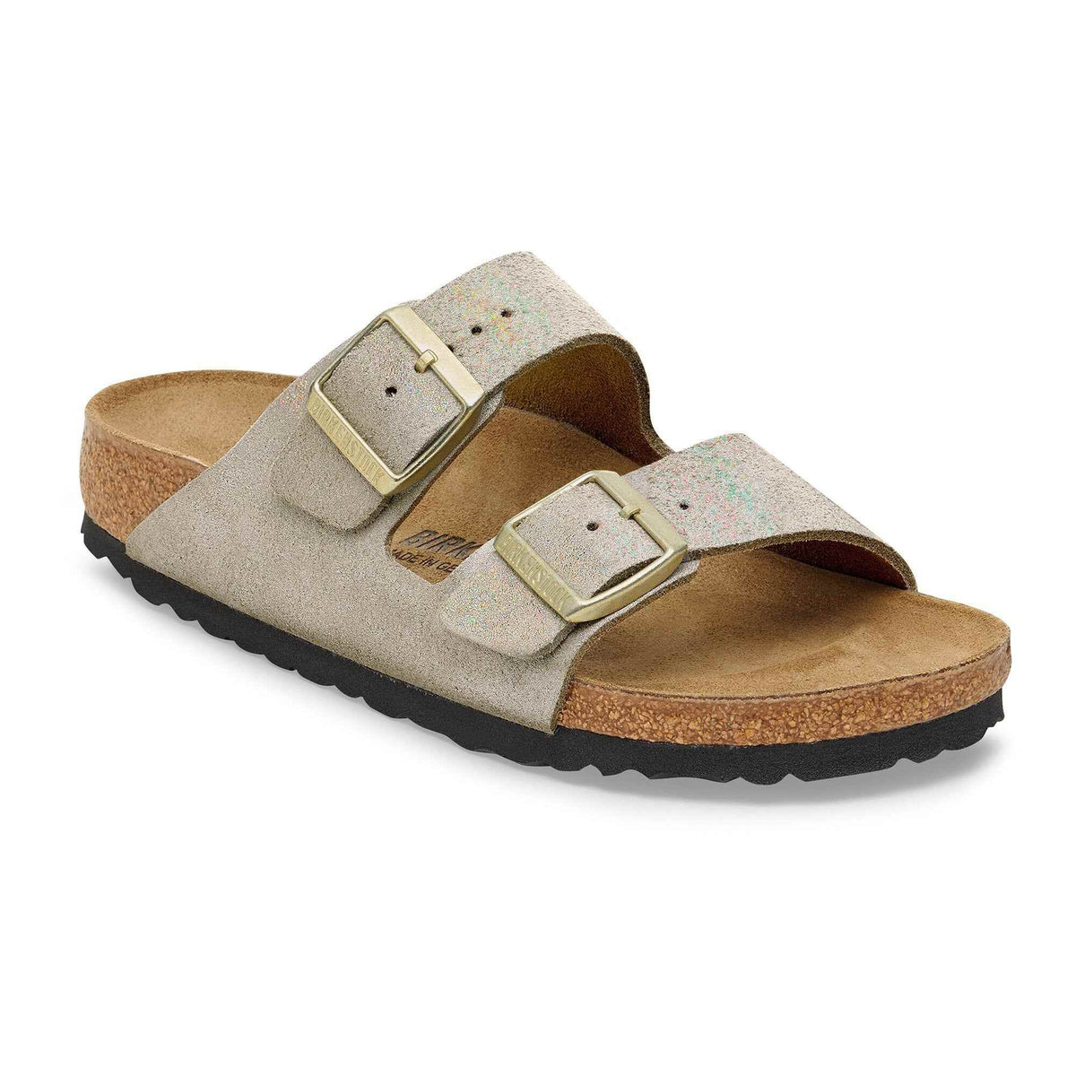 Birkenstock Arizona Suede Leather Metallic Taupe Sandals