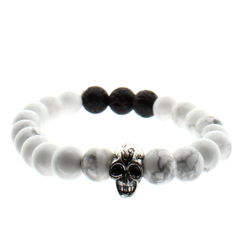 Skull Bracelet White Grey & Black Bracelet By The Gemseller