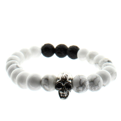 Skull Bracelet White Grey & Black Bracelet By The Gemseller