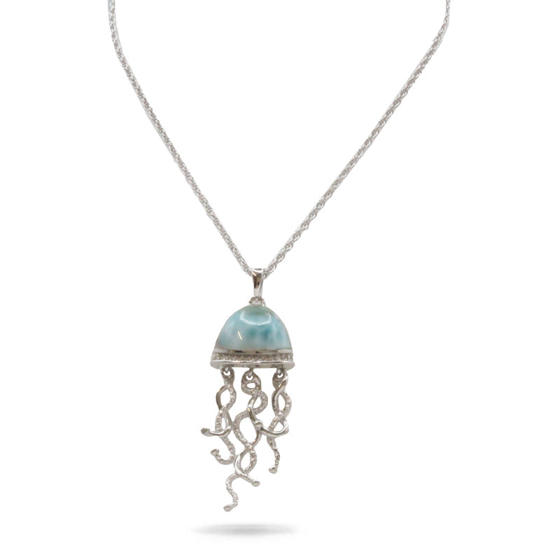 Jellyfish Larimar Stone Sterling Silver Necklace By Marahlago