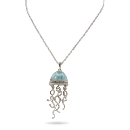 Jellyfish Larimar Stone Sterling Silver Necklace By Marahlago