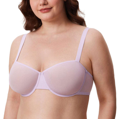 Cosnufy Sheer Mesh Balconette Bra