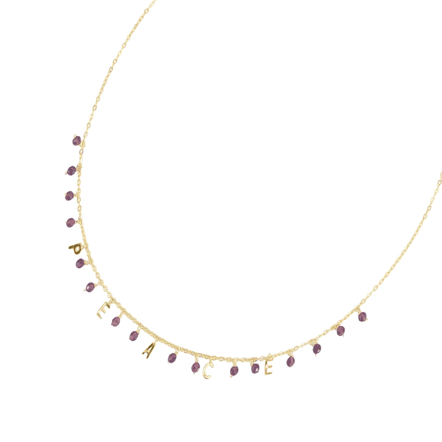 Gold Over Sterling Silver Natural Garnet Peace Necklace with 18" Chain