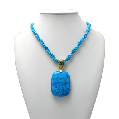Gold over Sterling Silver Natural Turquoise Beaded Double Strand Necklace