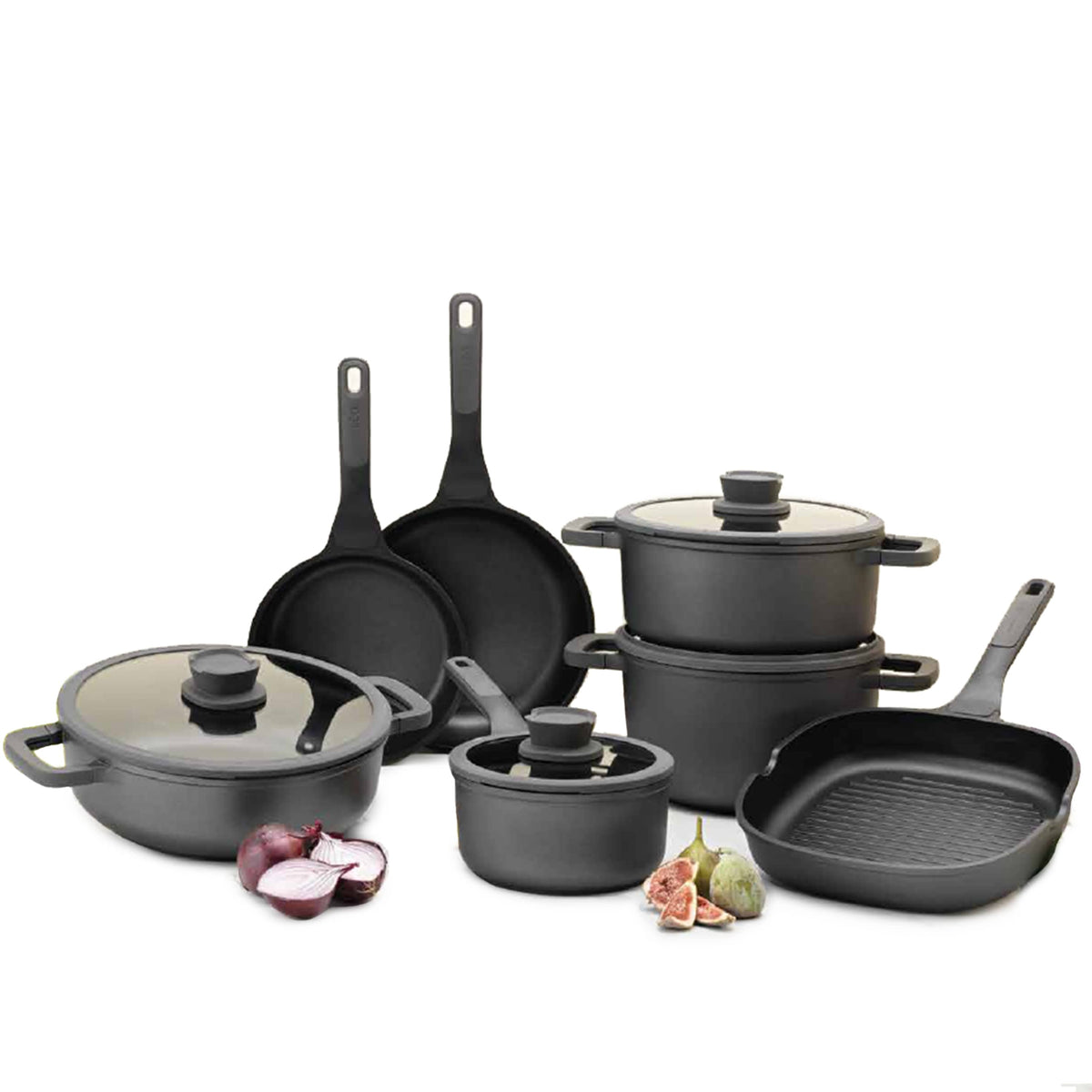 BergHOFF Leo Stone 11pc Cookware Set With Glass Lids