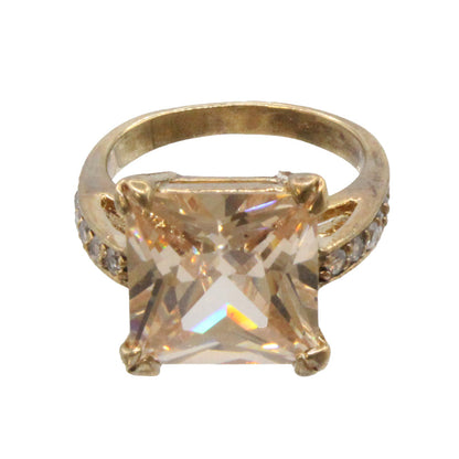 Adrian Buckley Pave Collection Gold Square Crystal Ring CRZ401S (S)