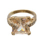 Adrian Buckley Pave Collection Gold Square Crystal Ring CRZ401S (S)