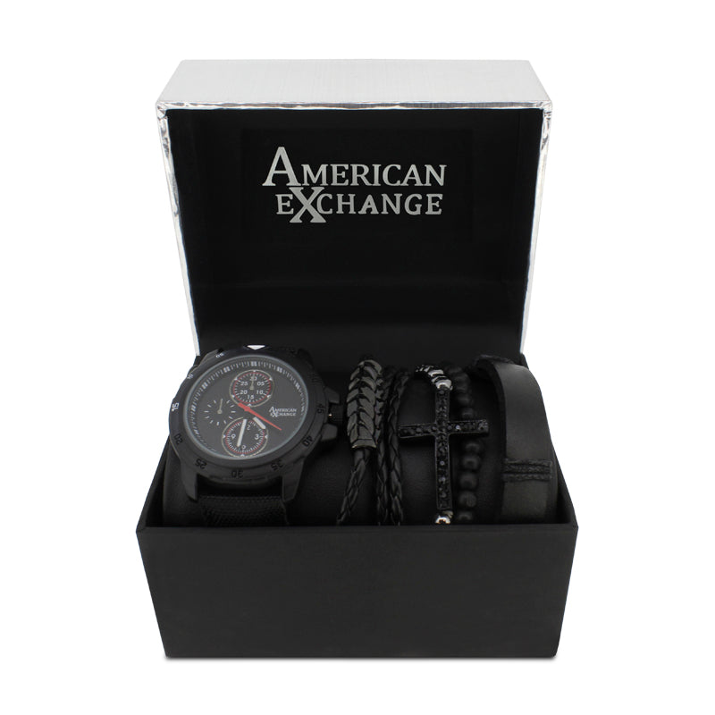American Exchange Black Watch With Red Dial and Bracelet 5465