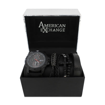 American Exchange Black Watch With Red Dial and Bracelet 5465