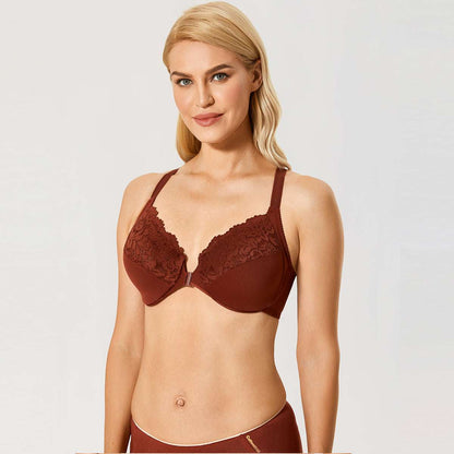 Front Closure Lace Underwire Full Coverage Bra