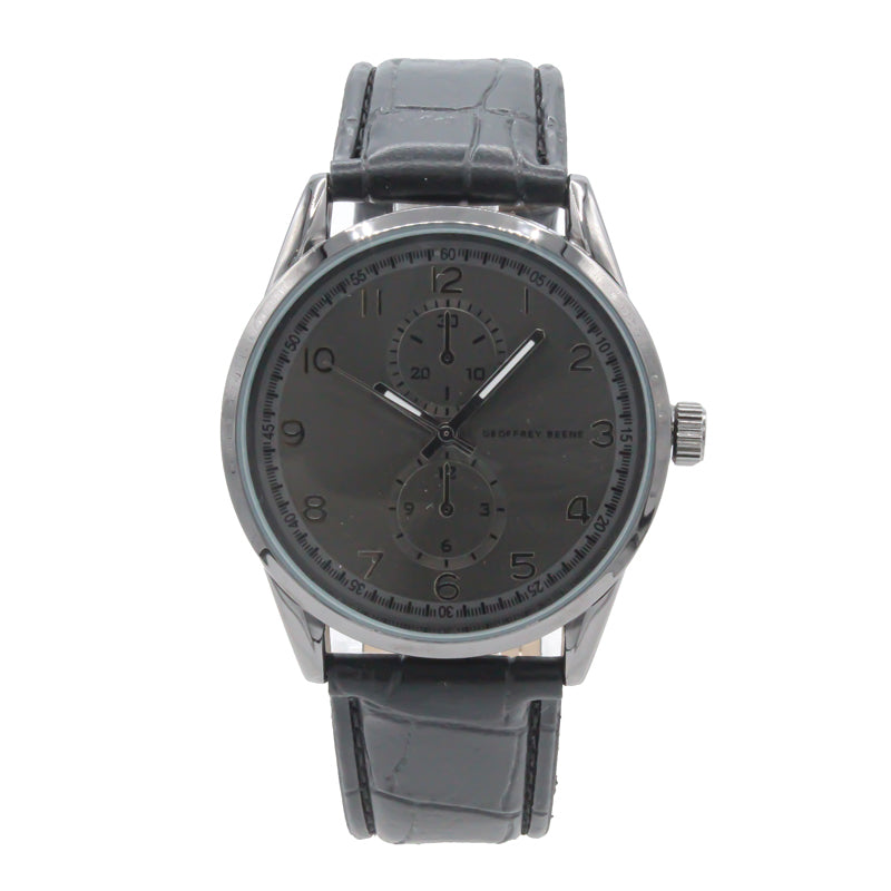 Geoffrey Beene Black Leather Strap Men's Watch GB8065GUBK