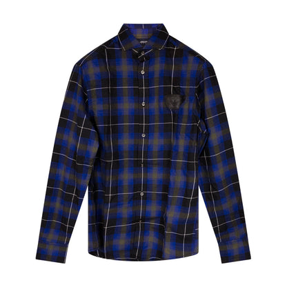 Armani Men's Blue & Black Check Shirt