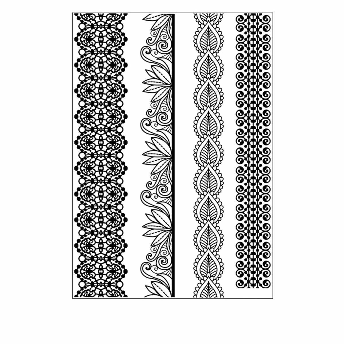 Black Botanical Temporary Tattoo Sheet-Set of 5