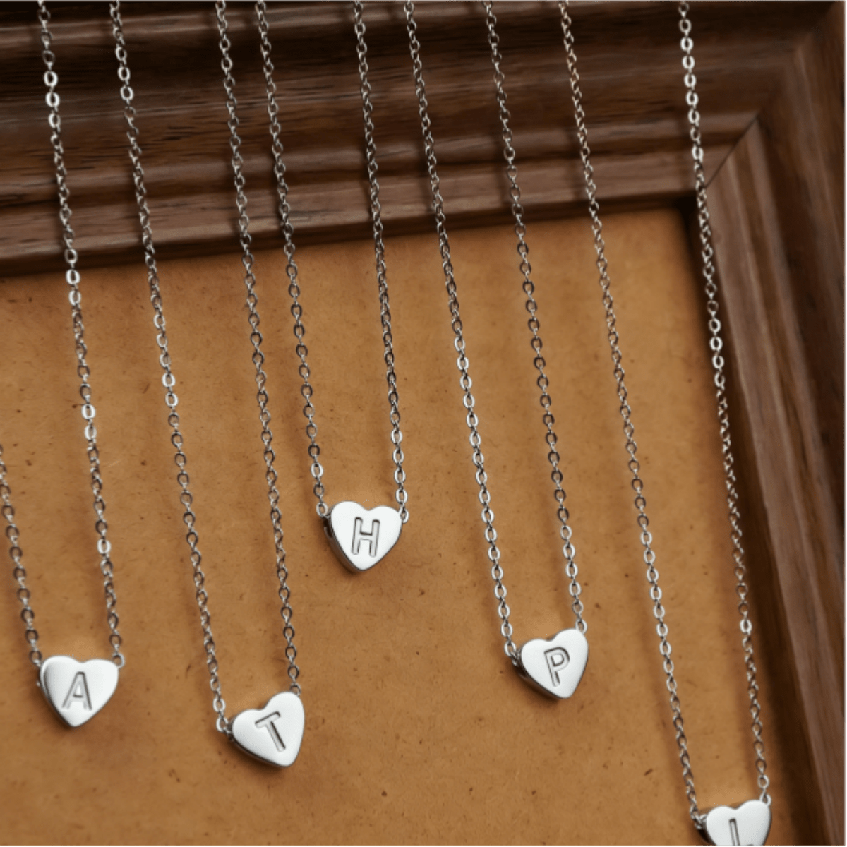 Dainty Initial Heart Necklace Personalized 26 Letters Available