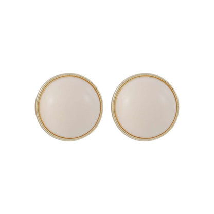Beige Resin & Goldtone Round Stud Earrings