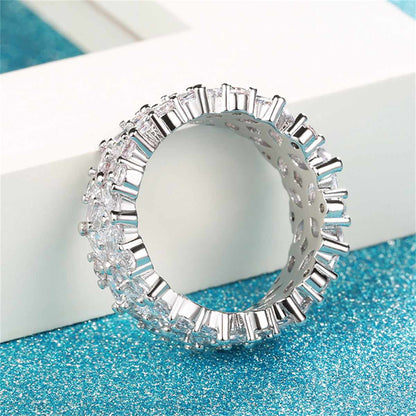 Crystal & Cubic Zirconia Silvertone Flower Band Ring