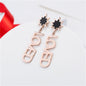 Black & Rose Goldtone 'Loved' Drop Earrings