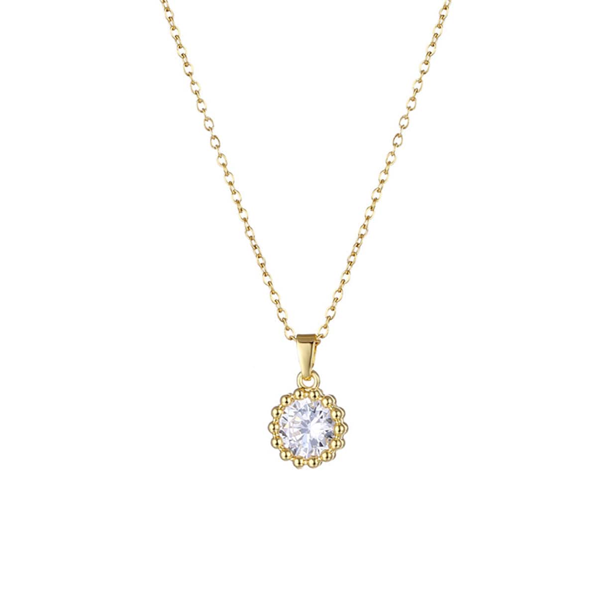 Crystal & Goldtone Round Bead Pendant Necklace