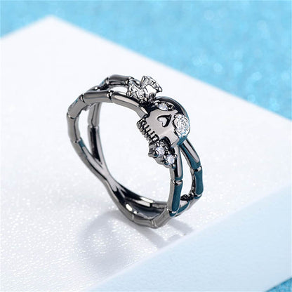 Cubic Zirconia & Two-Tone Miss Skull Ring