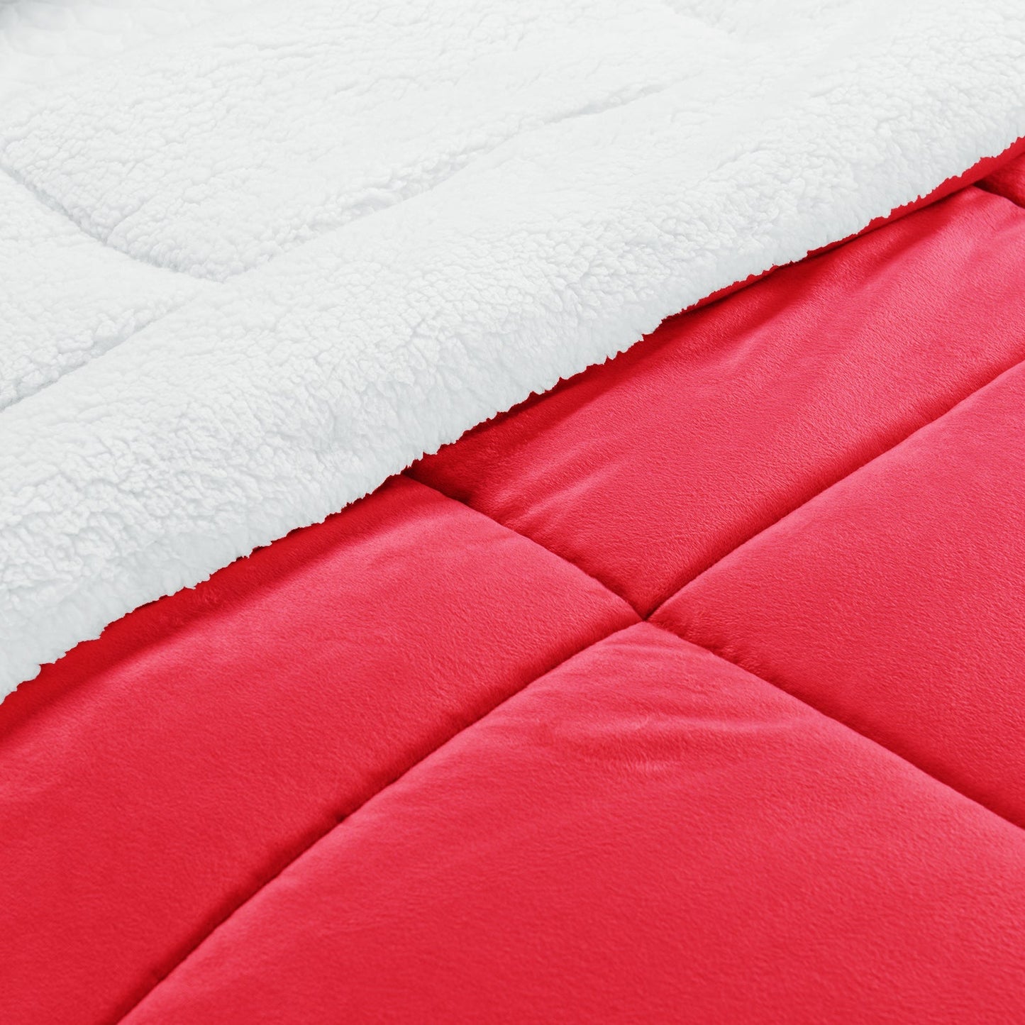 Elegant Comfort 3-Piece Stripe Micro-Suede Reversible Sherpa - Comforter Set