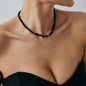 Black Acrylic & Silvertone Beaded Collar Necklace