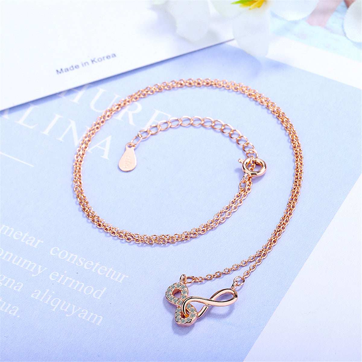 Cubic Zirconia & Rose Goldtone Infinity Pendant Necklace