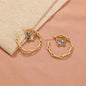 Abalone Shell & Goldtone Butterfly Chain Hoop Earrings