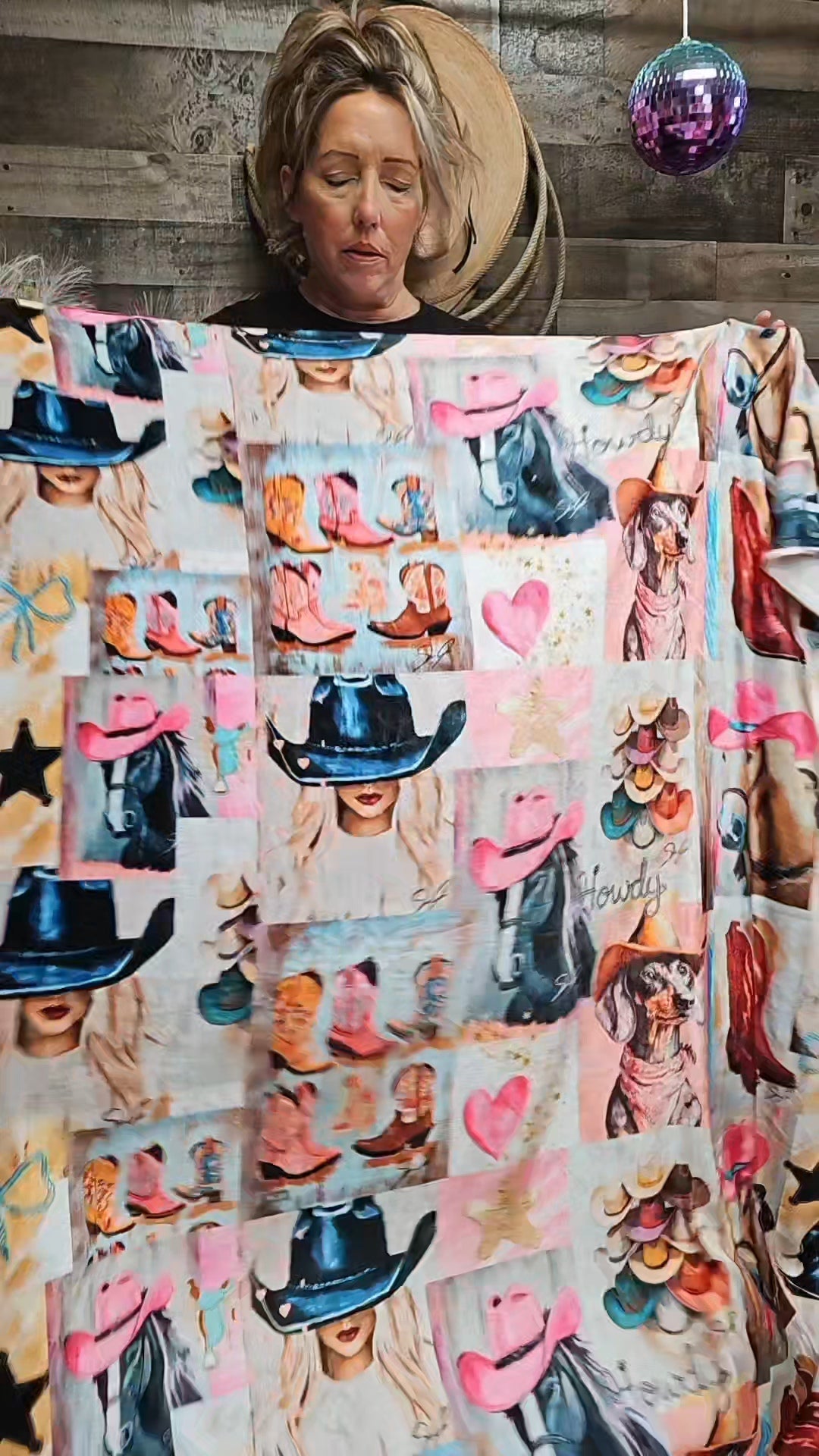 Danilo Painted Cowgirl Collage Throw Blanket 60" x 80 Made in America
