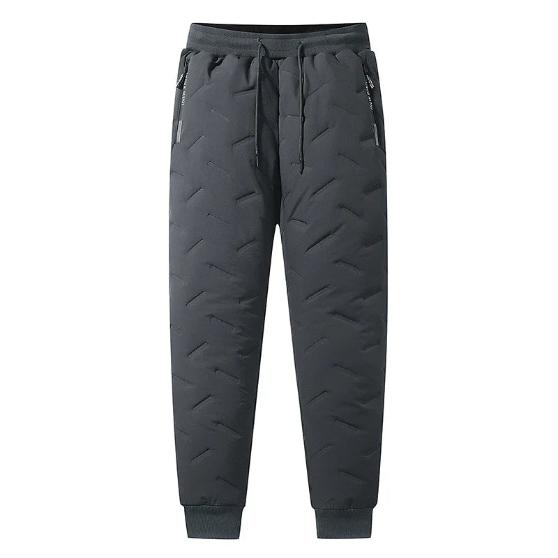 2PCS Ultra Warm Winter Pants – Black & Gray Plush Fleece Thermal Set