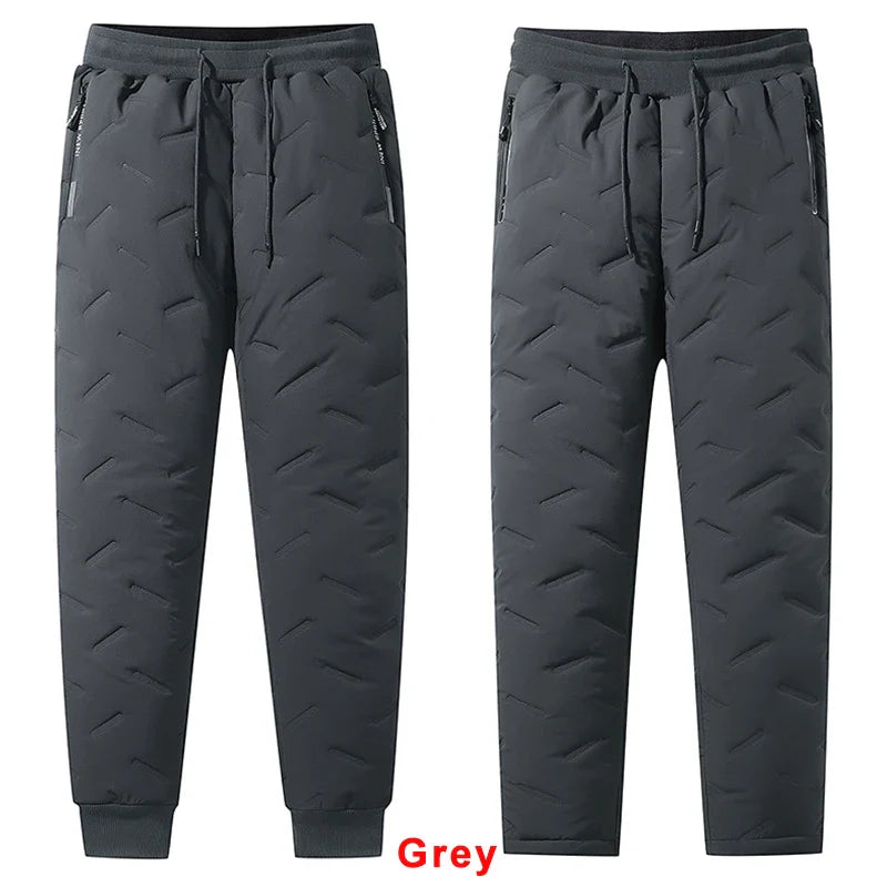 2PCS Ultra Warm Winter Pants – Black & Gray Plush Fleece Thermal Set