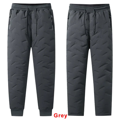 2PCS Ultra Warm Winter Pants – Black & Gray Plush Fleece Thermal Set