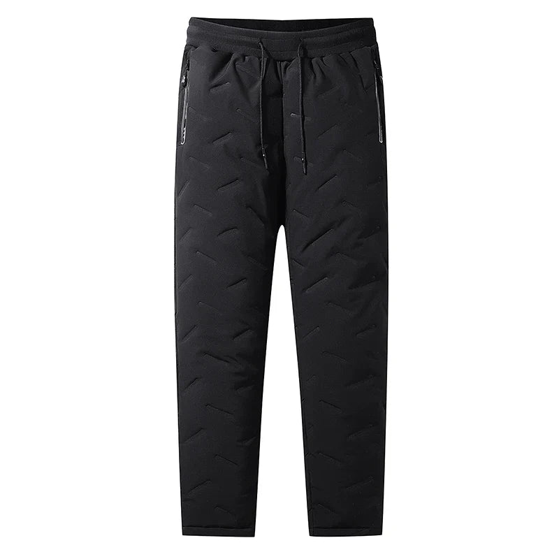 2PCS Ultra Warm Winter Pants – Black & Gray Plush Fleece Thermal Set