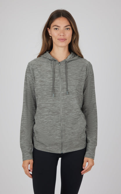 90 Degree by Reflex Maternity Heathered Lux Full Zip Jacket
