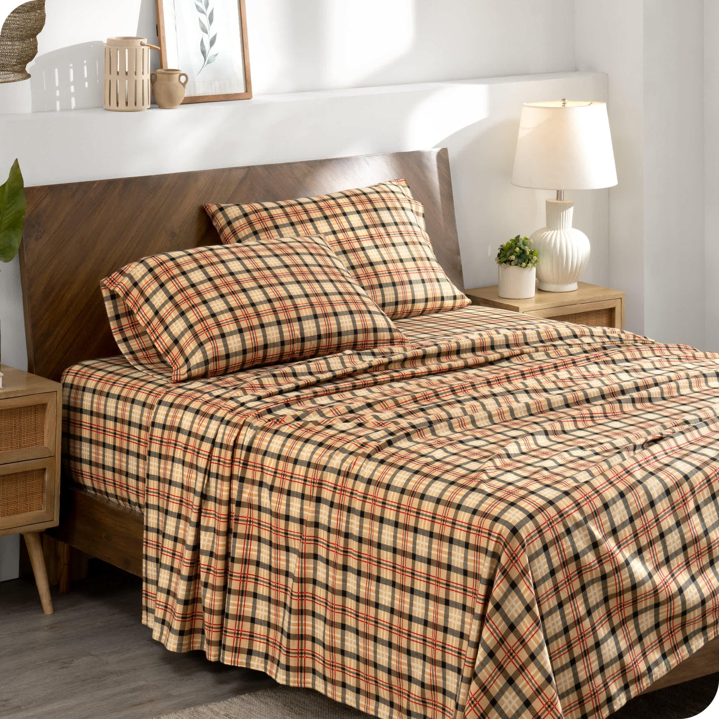Bare Home  Double Brushed Cotton Flannel Sheet Set