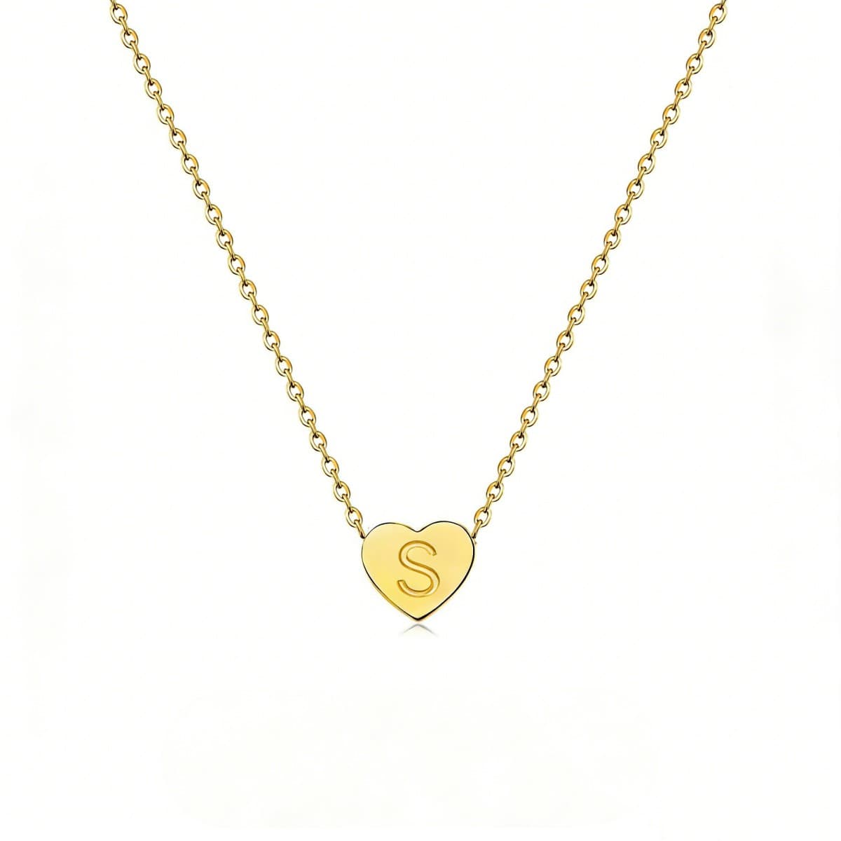 Dainty Initial Heart Necklace Personalized 26 Letters Available