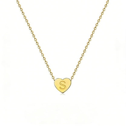 Dainty Initial Heart Necklace Personalized 26 Letters Available