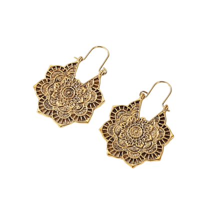 Goldtone Mandala Drop Earrings