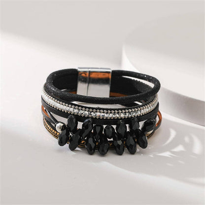 Black Cubic Zirconia & Polystyrene Layered Bracelet