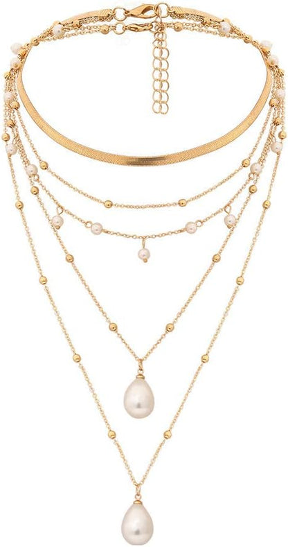Goldtone Imitation Pearl Layered Necklace