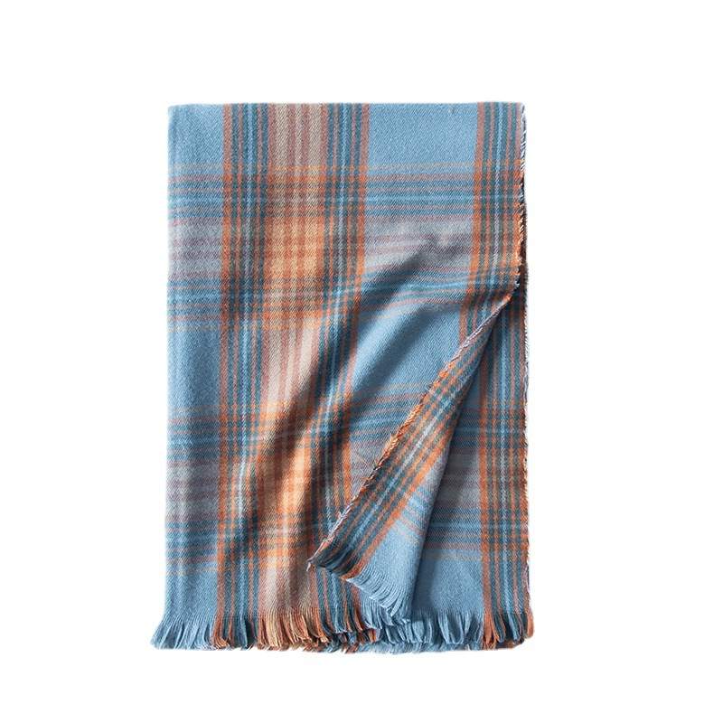 Blue Madras Checkered Winter Scarf