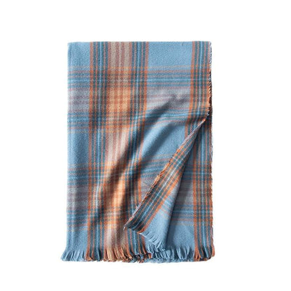Blue Madras Checkered Winter Scarf
