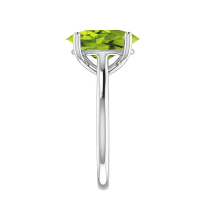 2.60CT Oval Shape Natural Peridot Sterling Silver Solitaire Ring