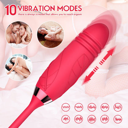Blissed 2-in-1 Rose Clitoral Suction & Vibrator – Dual Stimulation, Air-Pulse, 10 Modes, Waterproof