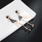 Black & Rose Goldtone Fan Tassel Drop Earrings