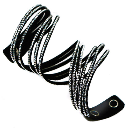Black Crystal Studded Wrap Bracelet By Aeon