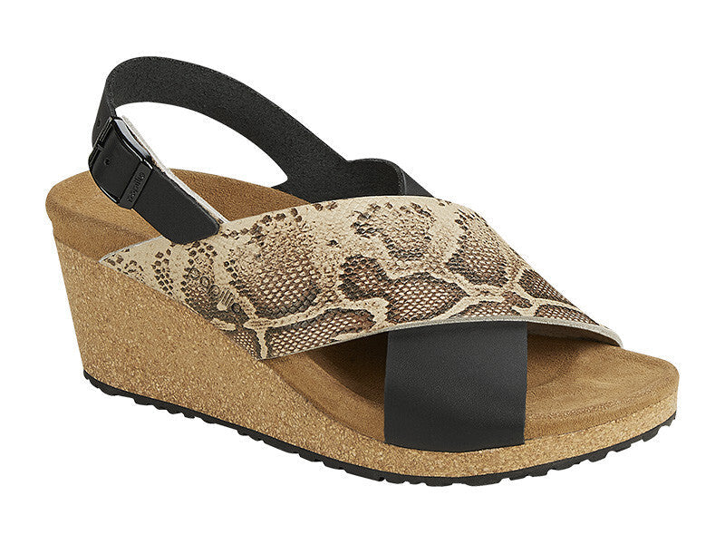 Birkenstock Samira Leather Black/Snake Beige