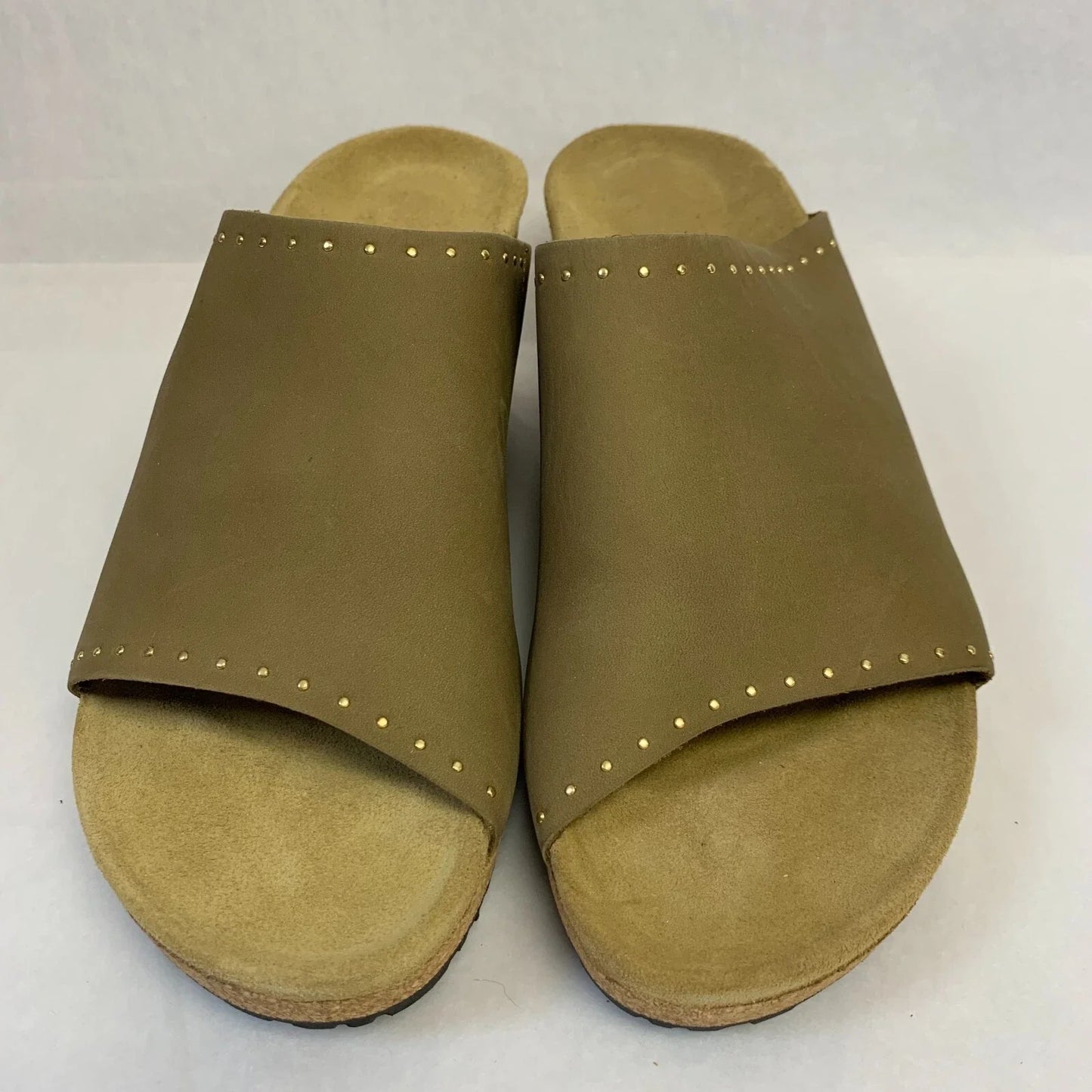 Birkenstock Namica Nubuck Leather Mud Green Rivets