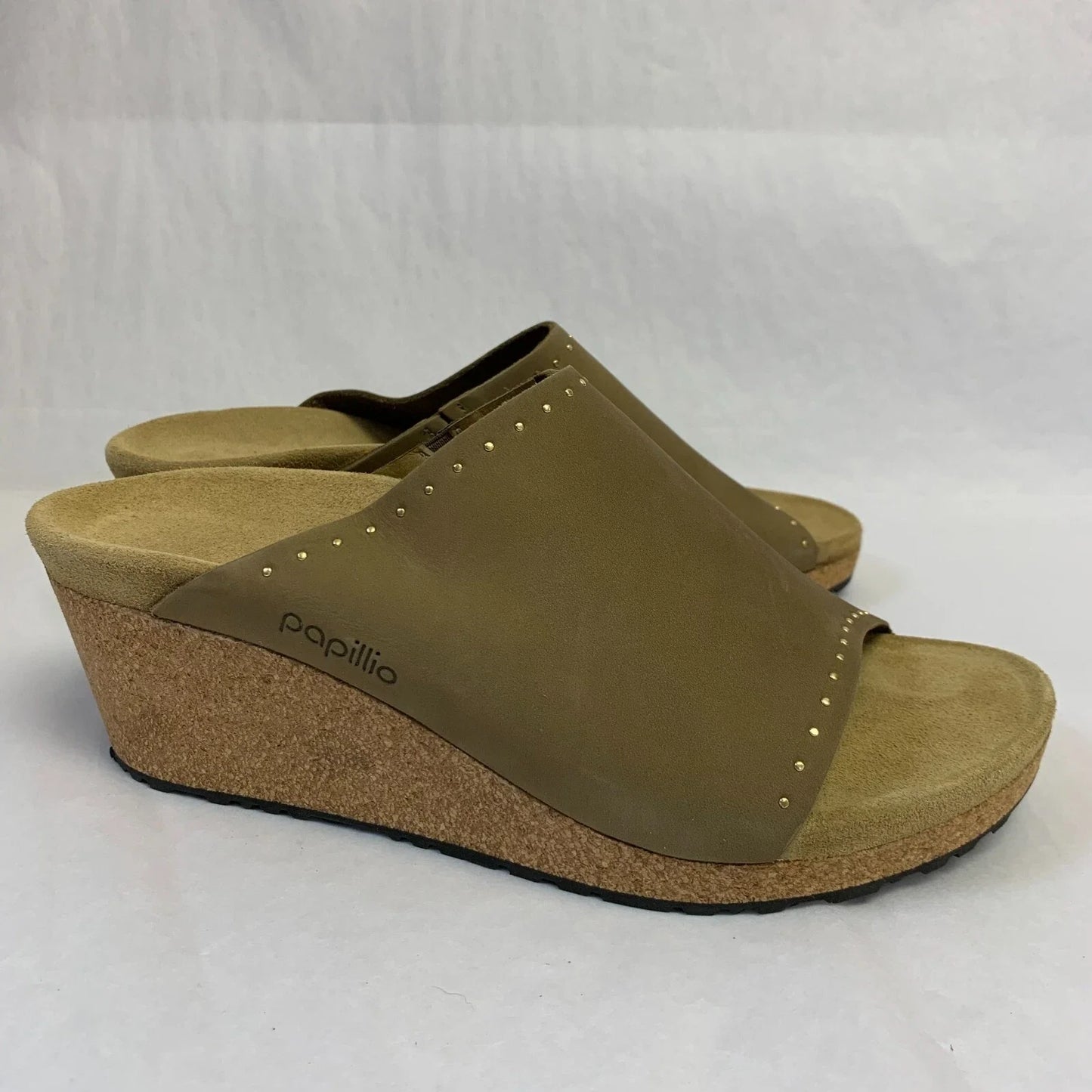 Birkenstock Namica Nubuck Leather Mud Green Rivets