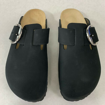 Birkenstock Boston Big Buckle Nubuck Leather Clogs